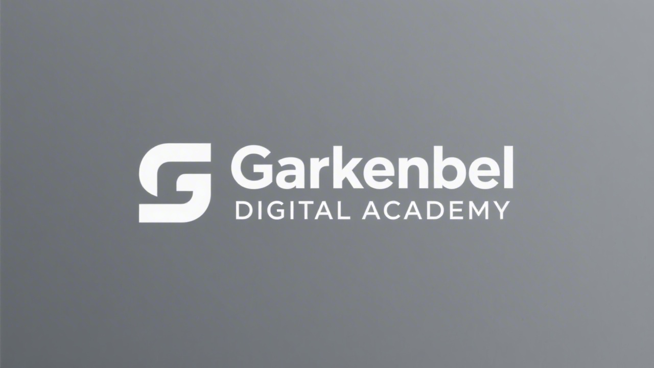 Simple modern wordmark logo for Garikenbel Digital Academy, clean geometric letters, single line typography, suitable for technology education brand without complex iconography.